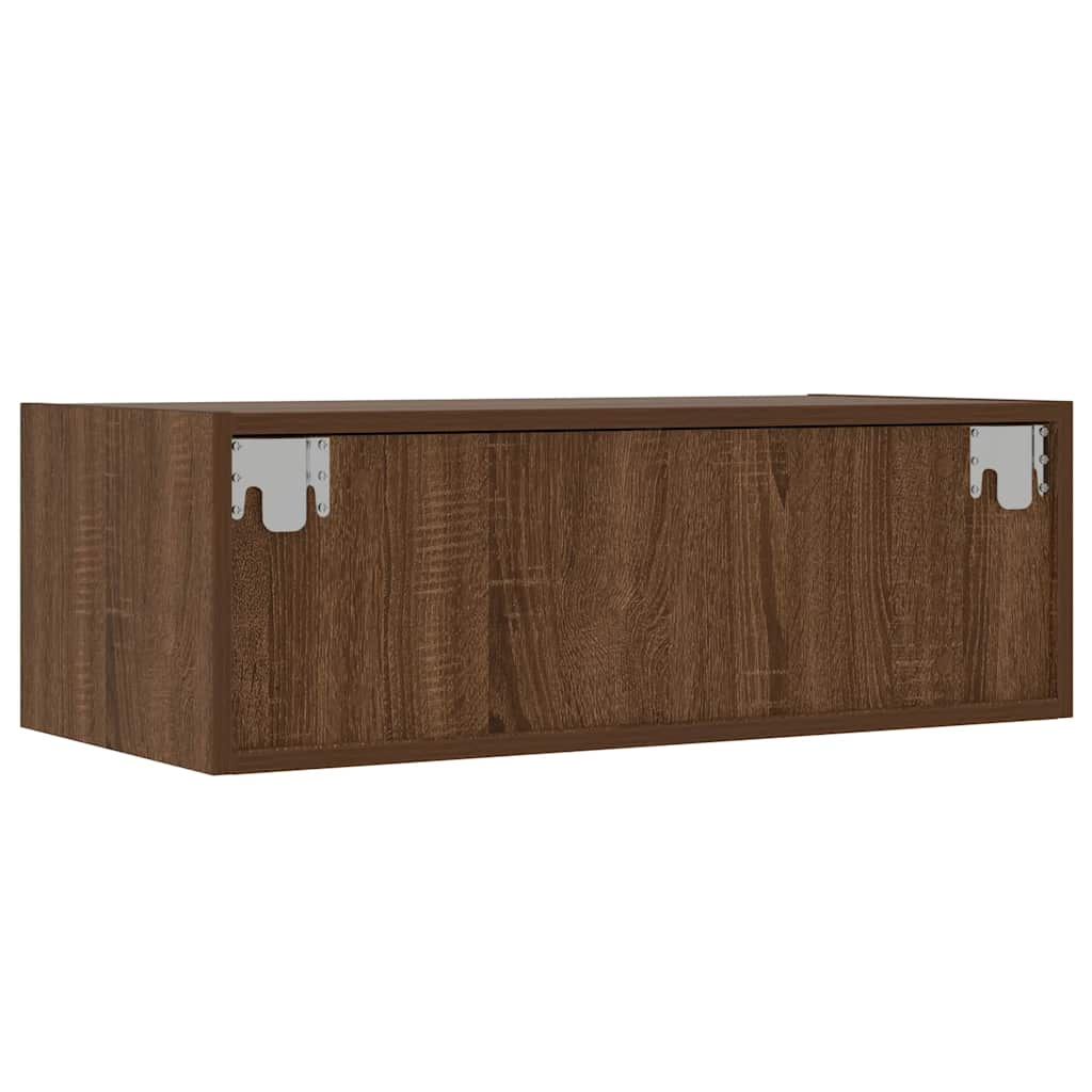 vidaXL TV Cabinet with LED Lights Brown Oak 75x35.5x25 cm