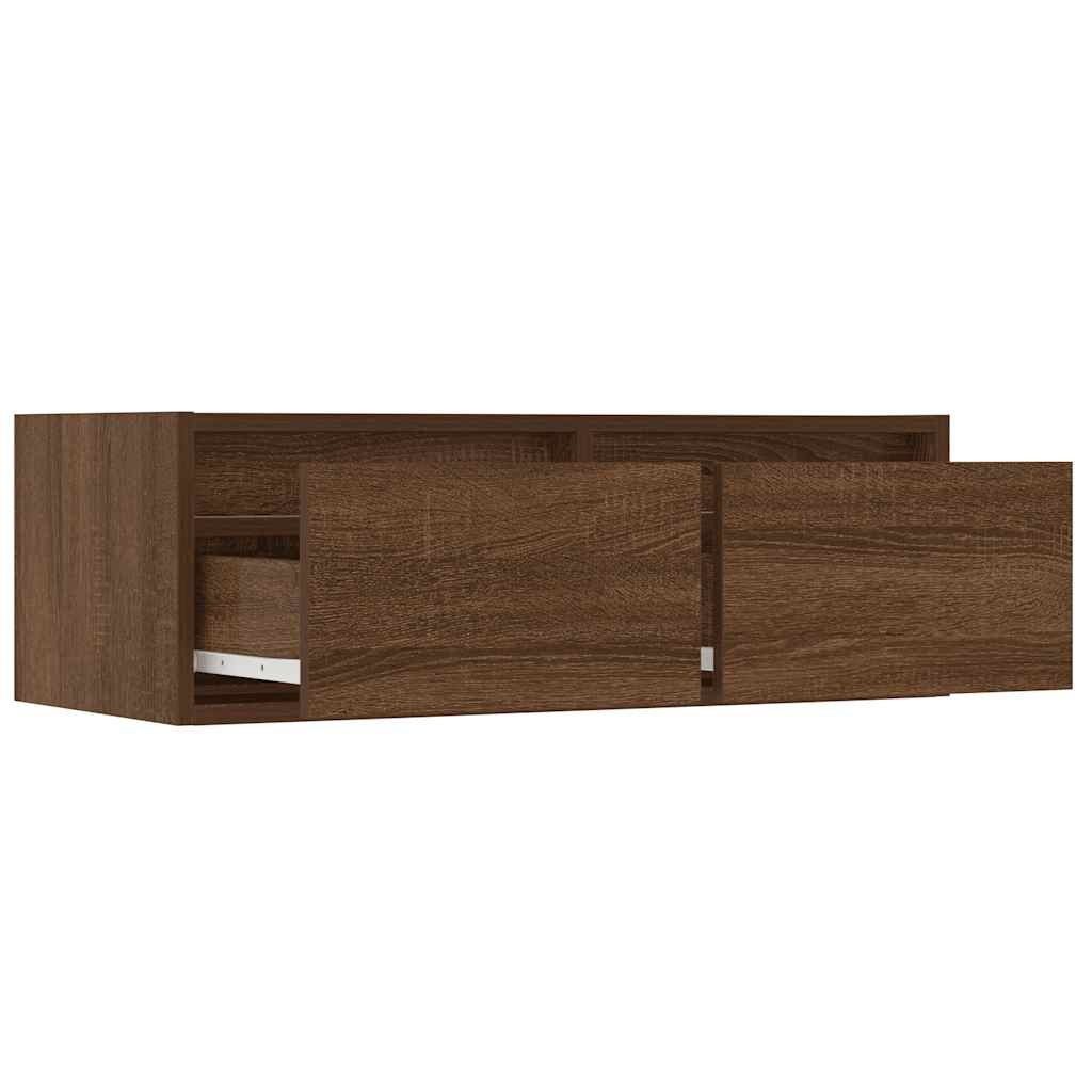 vidaXL TV Cabinet with LED Lights Brown Oak 75x35.5x25 cm