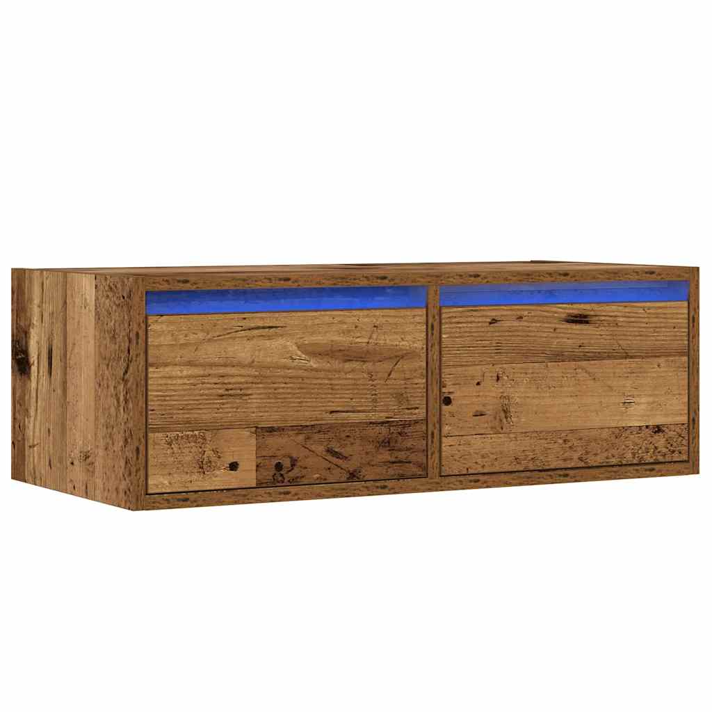 vidaXL TV Cabinet with LED Lights Old Wood 75x35.5x25 cm