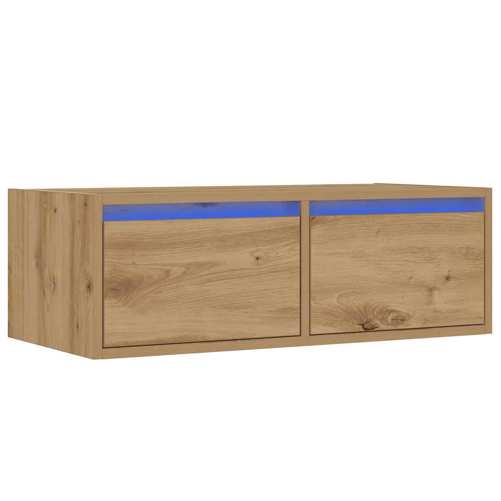 TV Cabinet with LED Lights Artisan Oak 75x35,5x25 cm