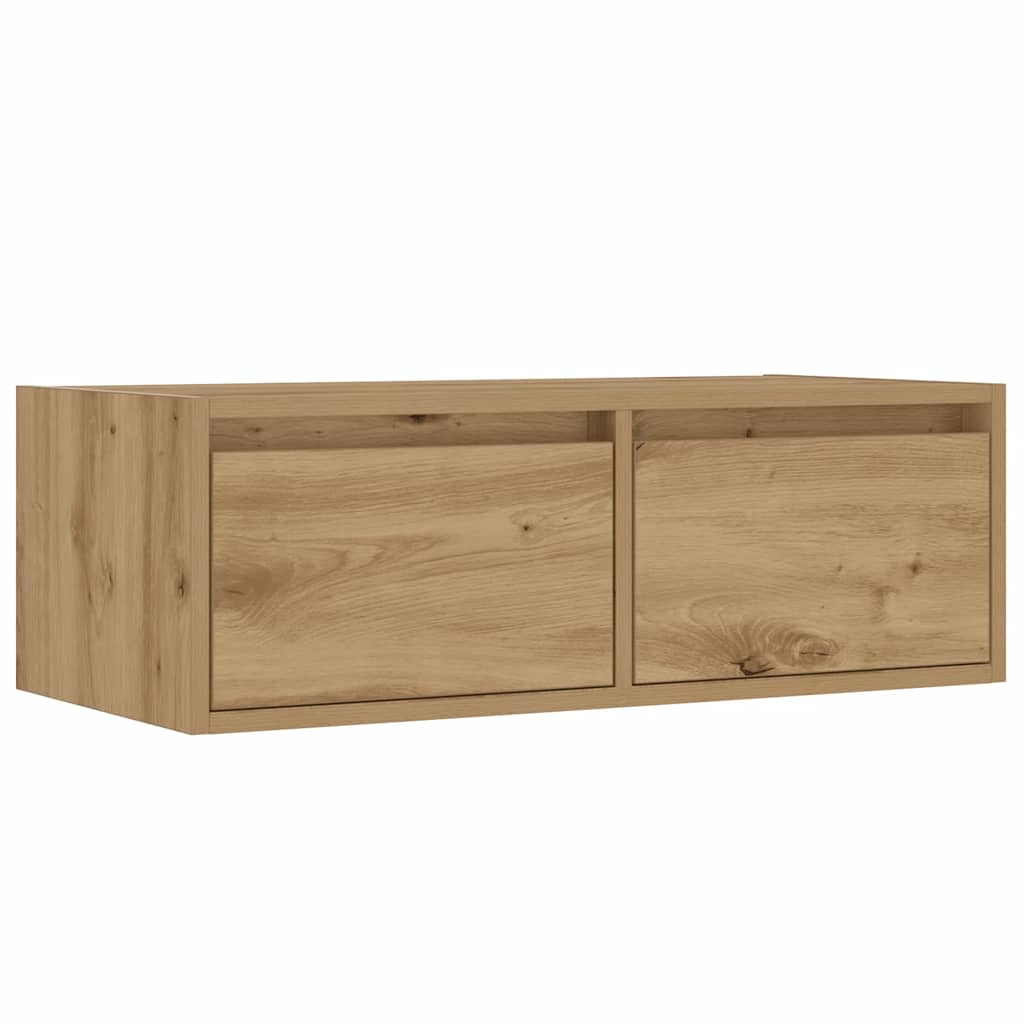 vidaXL TV Cabinet with LED Lights Artisan Oak 75x35.5x25 cm