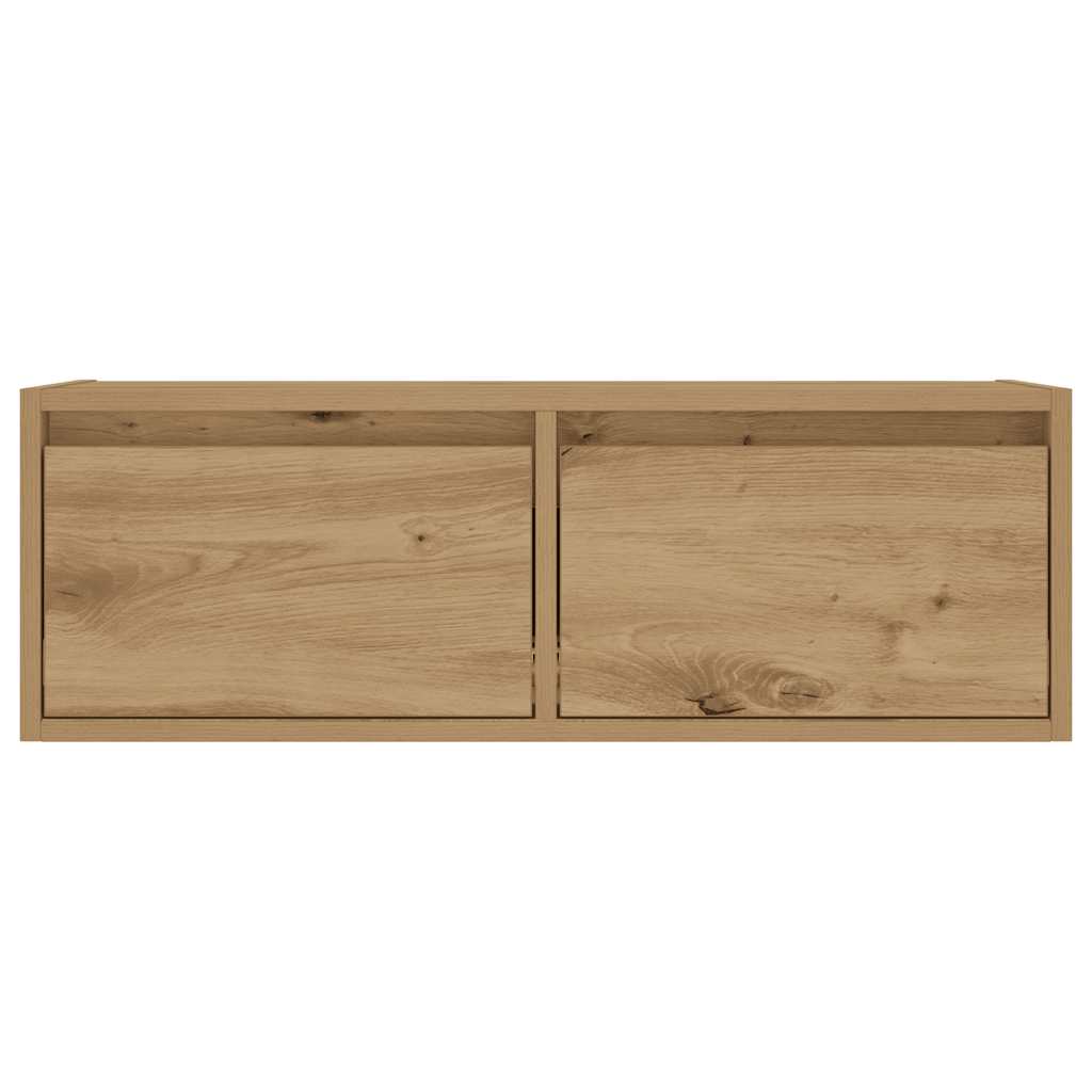 vidaXL TV Cabinet with LED Lights Artisan Oak 75x35.5x25 cm