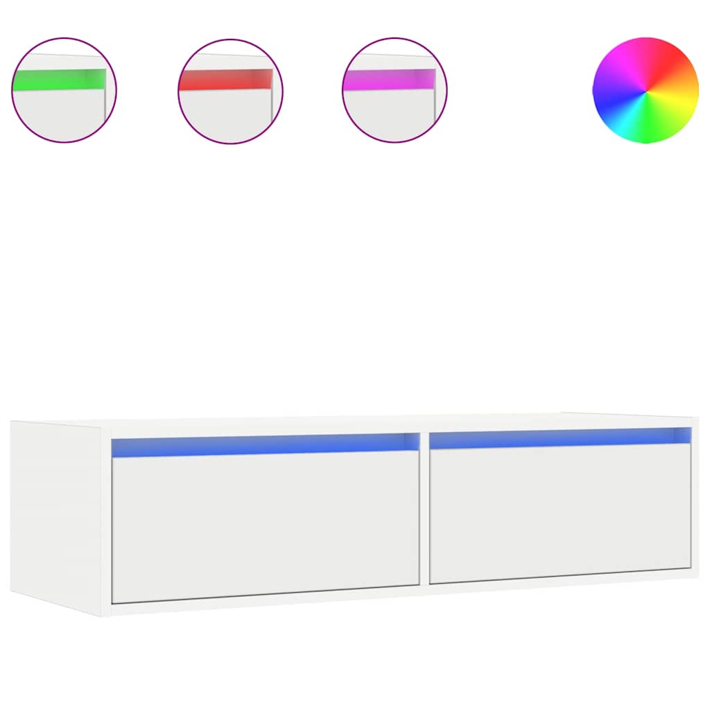 TV Cabinet with LED Lights White 100X35,5x25 cm