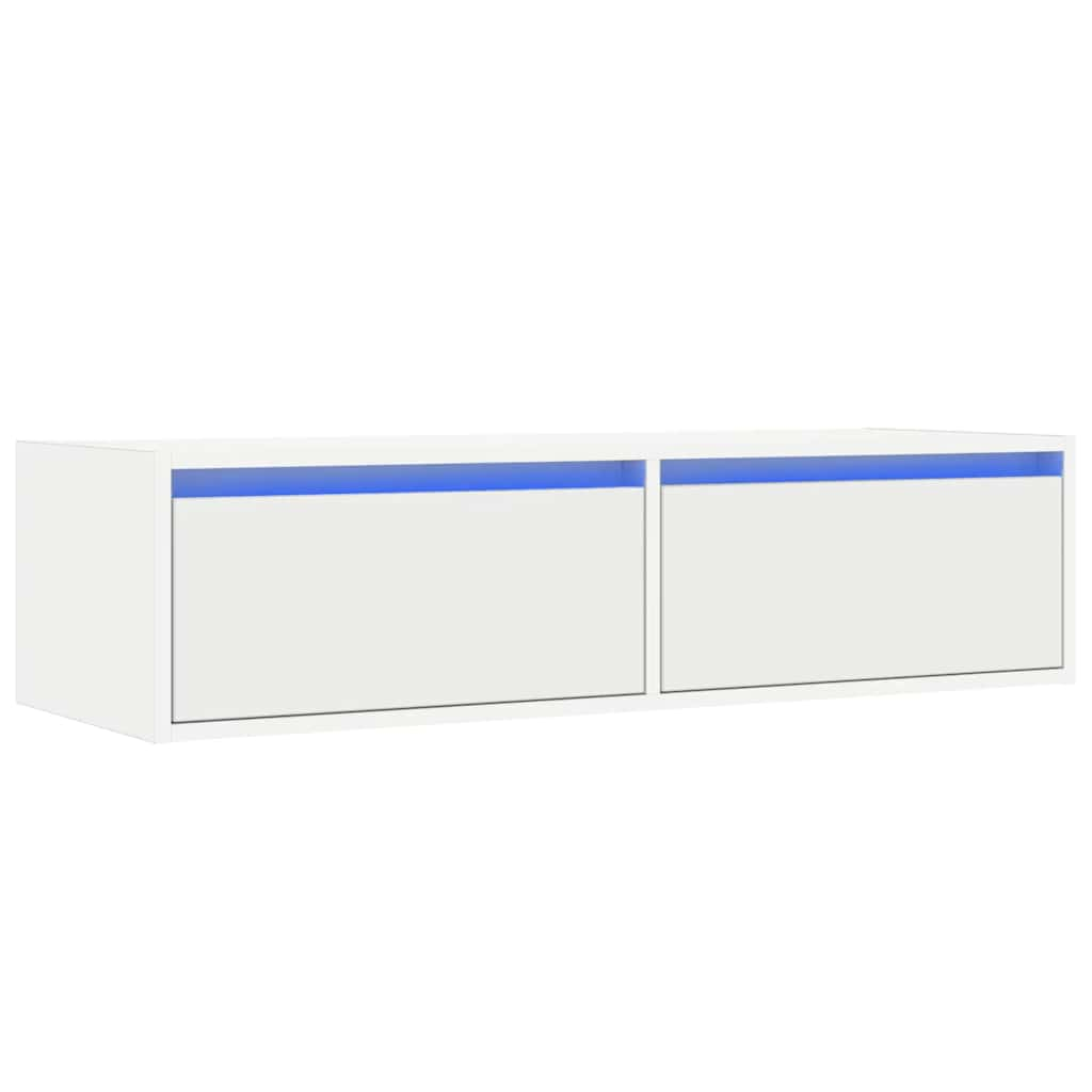 vidaXL TV Cabinet with LED Lights White 100X35.5x25 cm