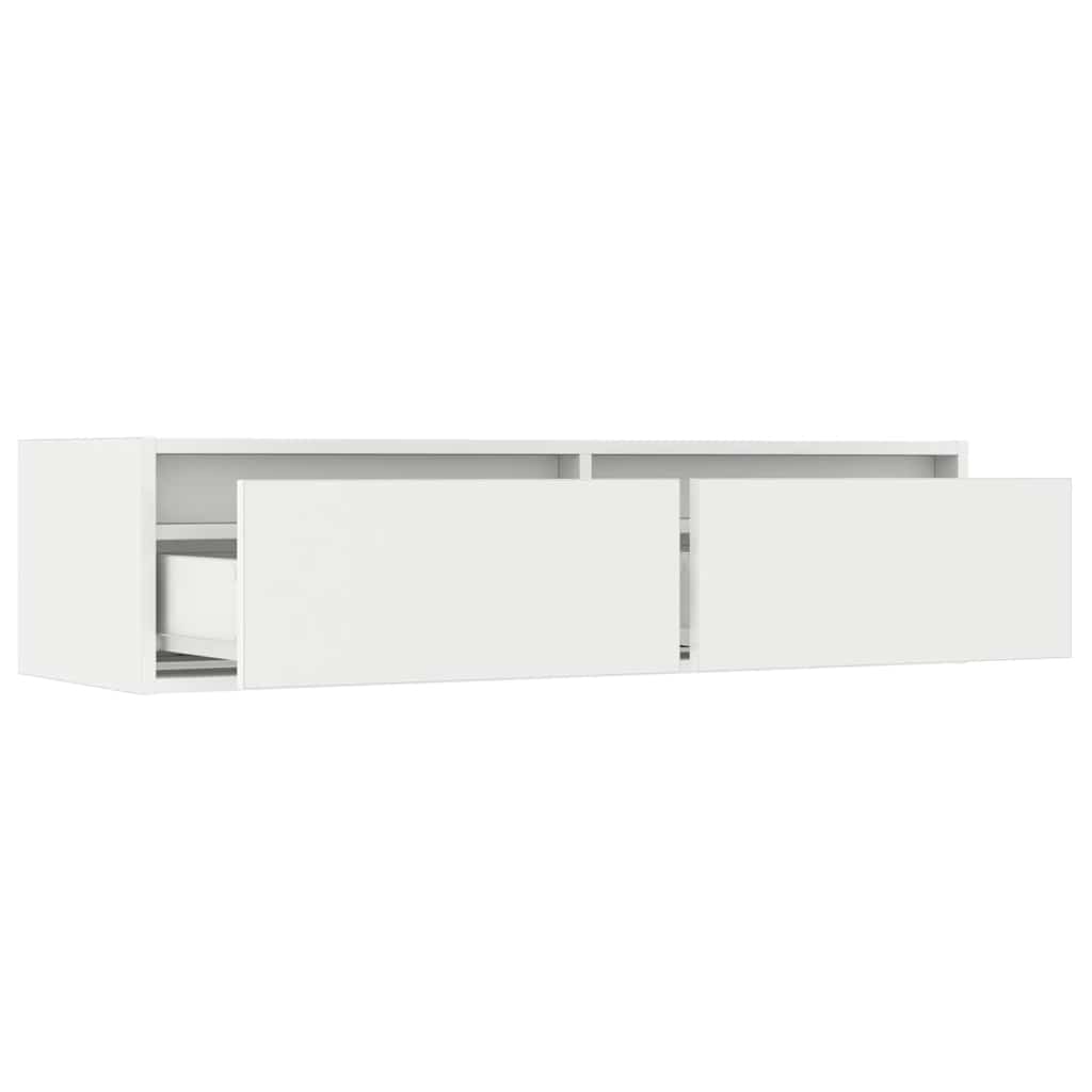 TV Cabinet with LED Lights White 100X35,5x25 cm
