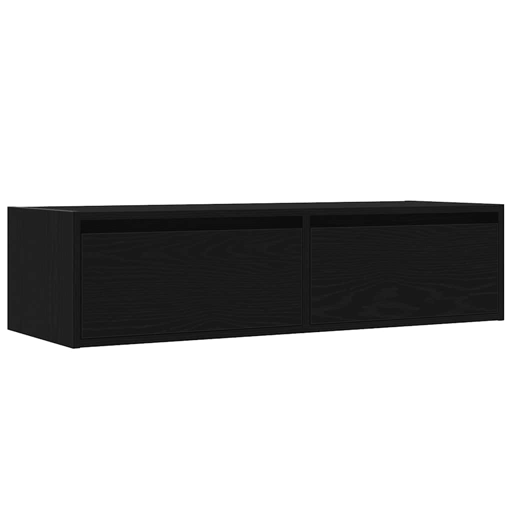 vidaXL TV Cabinet with LED Lights Black Oak 100X35.5x25 cm