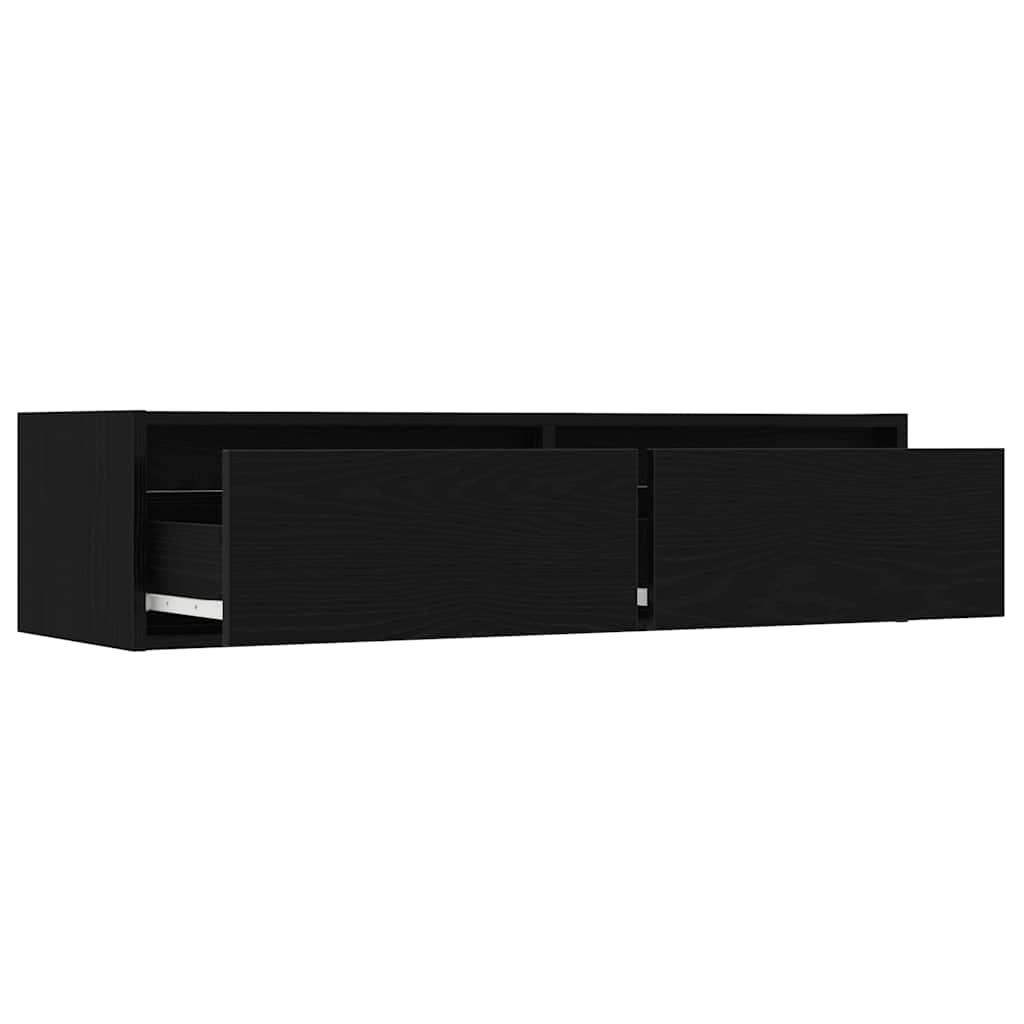 vidaXL TV Cabinet with LED Lights Black Oak 100X35.5x25 cm