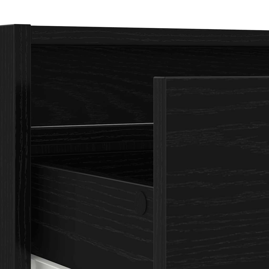 vidaXL TV Cabinet with LED Lights Black Oak 100X35.5x25 cm