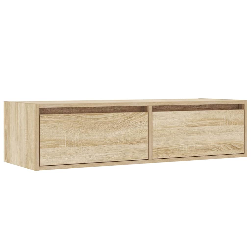 vidaXL TV Cabinet with LED Lights Sonoma Oak 100X35.5x25 cm