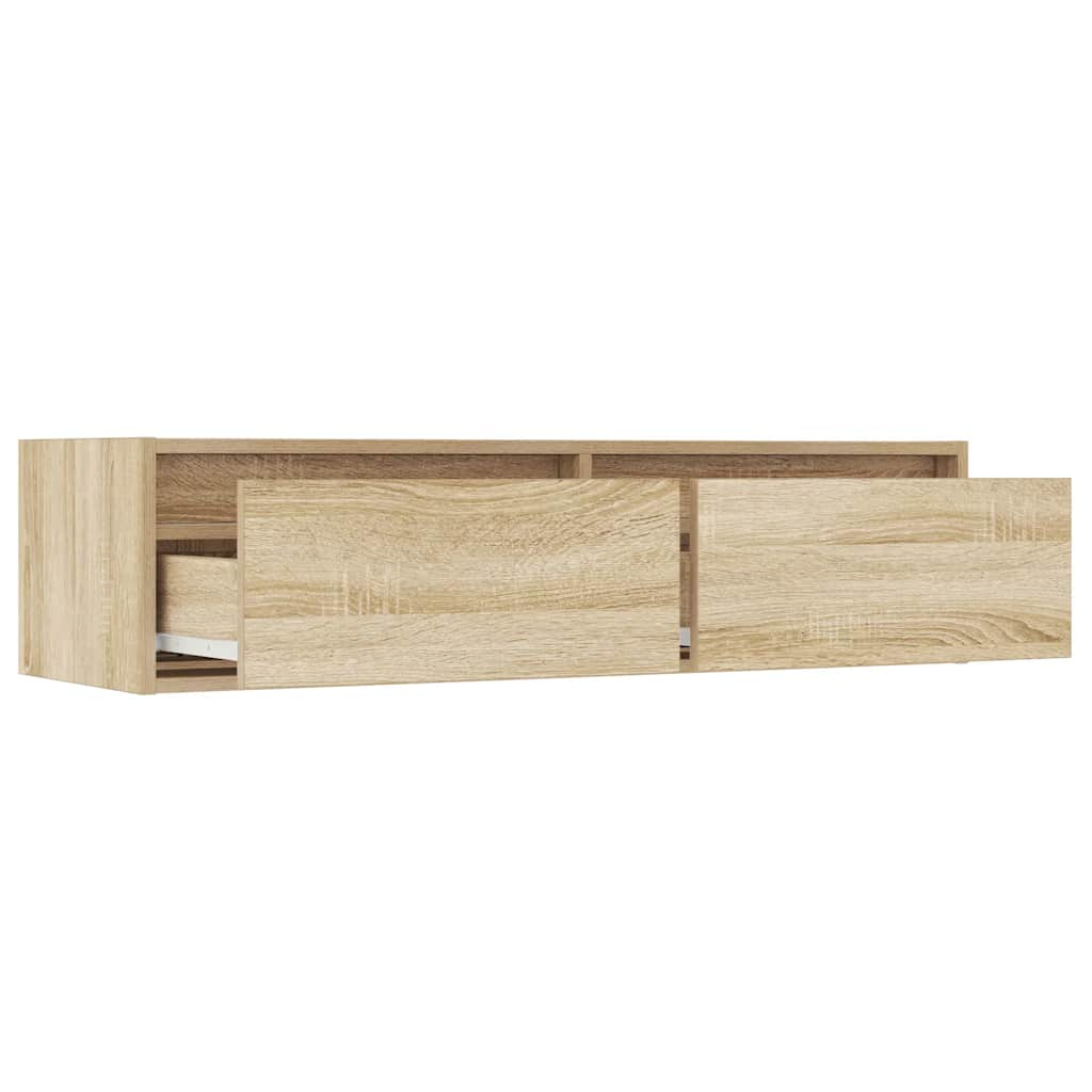 vidaXL TV Cabinet with LED Lights Sonoma Oak 100X35.5x25 cm