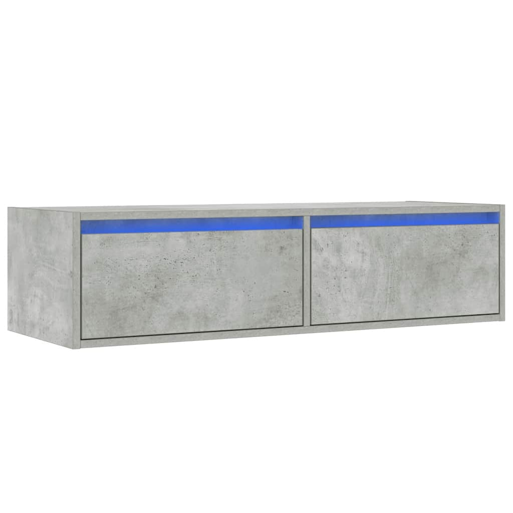 vidaXL TV Cabinet with LED Lights Concrete Grey 100X35.5x25 cm