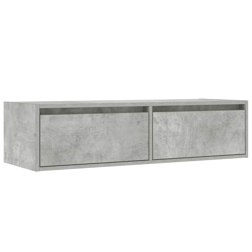 vidaXL TV Cabinet with LED Lights Concrete Grey 100X35.5x25 cm