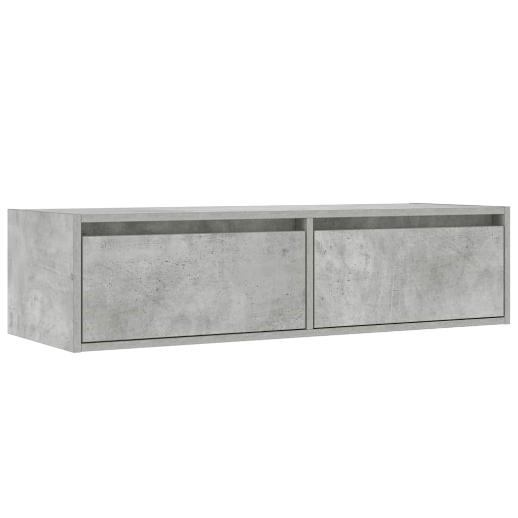 TV Cabinet with LED Lights Concrete Grey 100X35,5x25 cm