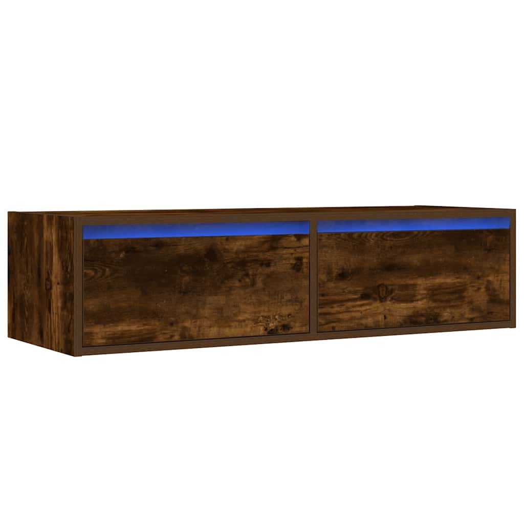 vidaXL TV Cabinet with LED Lights Smoked Oak 100X35.5x25 cm