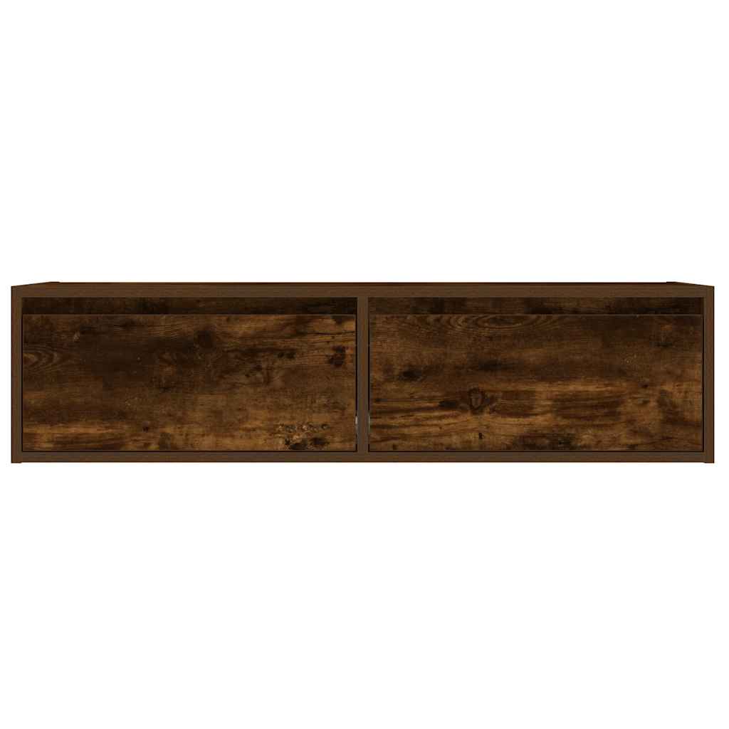 vidaXL TV Cabinet with LED Lights Smoked Oak 100X35.5x25 cm