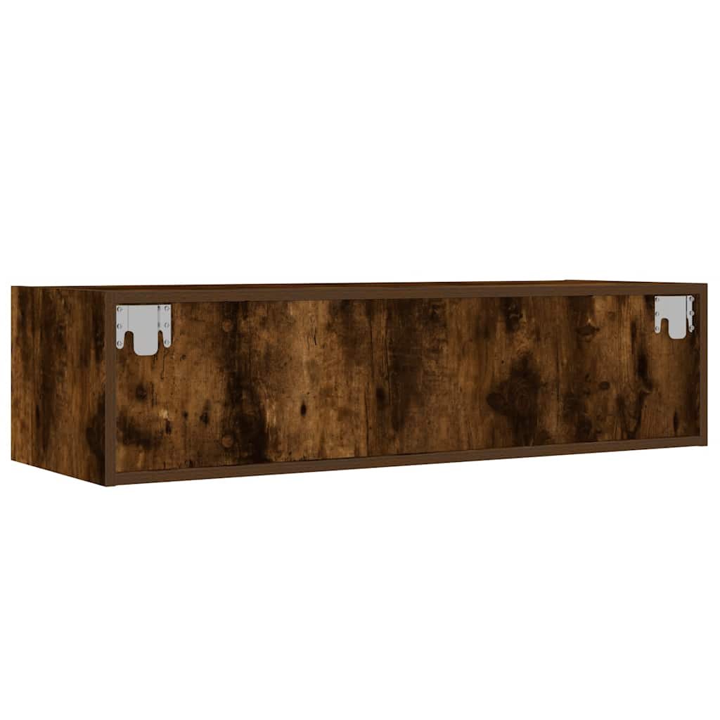 vidaXL TV Cabinet with LED Lights Smoked Oak 100X35.5x25 cm