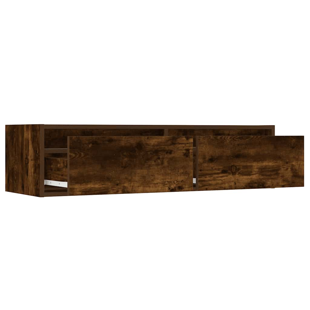 vidaXL TV Cabinet with LED Lights Smoked Oak 100X35.5x25 cm