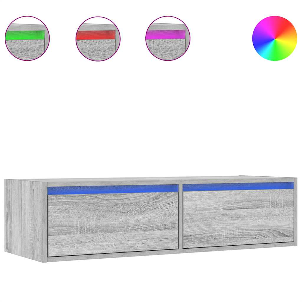 TV Cabinet with LED Lights Grey Sonoma 100X35,5x25 cm