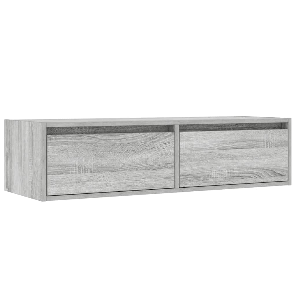 vidaXL TV Cabinet with LED Lights Grey Sonoma 100X35.5x25 cm