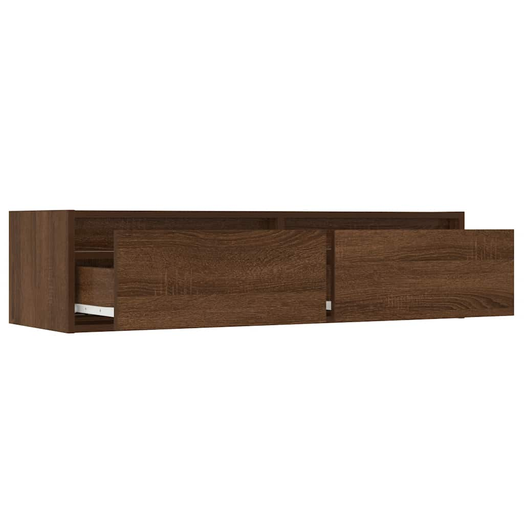 vidaXL TV Cabinet with LED Lights Brown Oak 100X35.5x25 cm