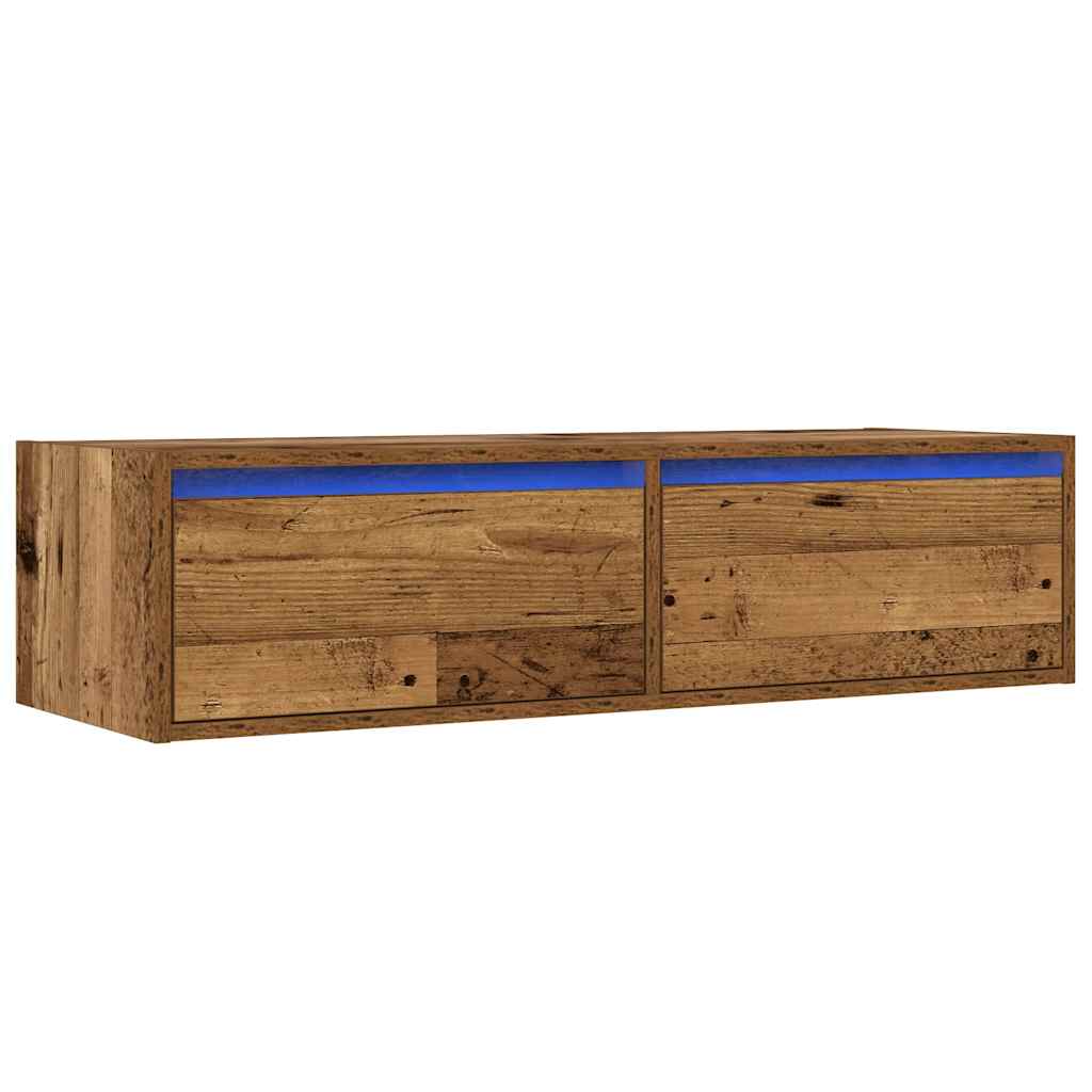 vidaXL TV Cabinet with LED Lights Old Wood 100X35.5x25 cm