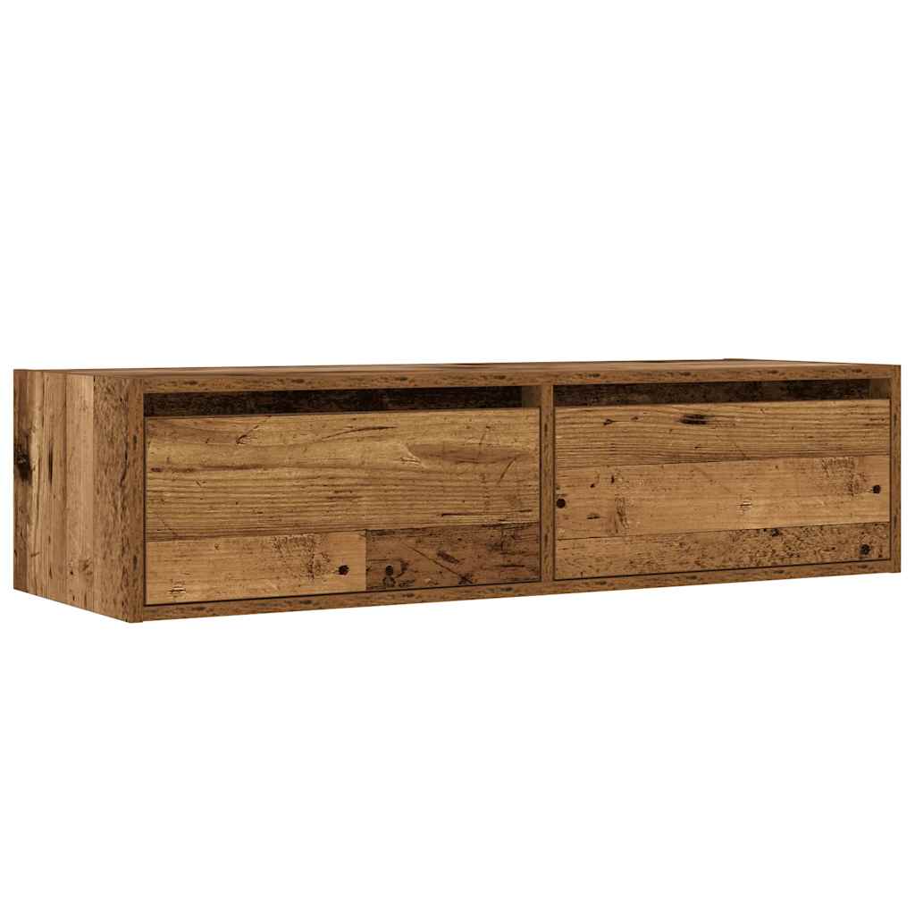 vidaXL TV Cabinet with LED Lights Old Wood 100X35.5x25 cm