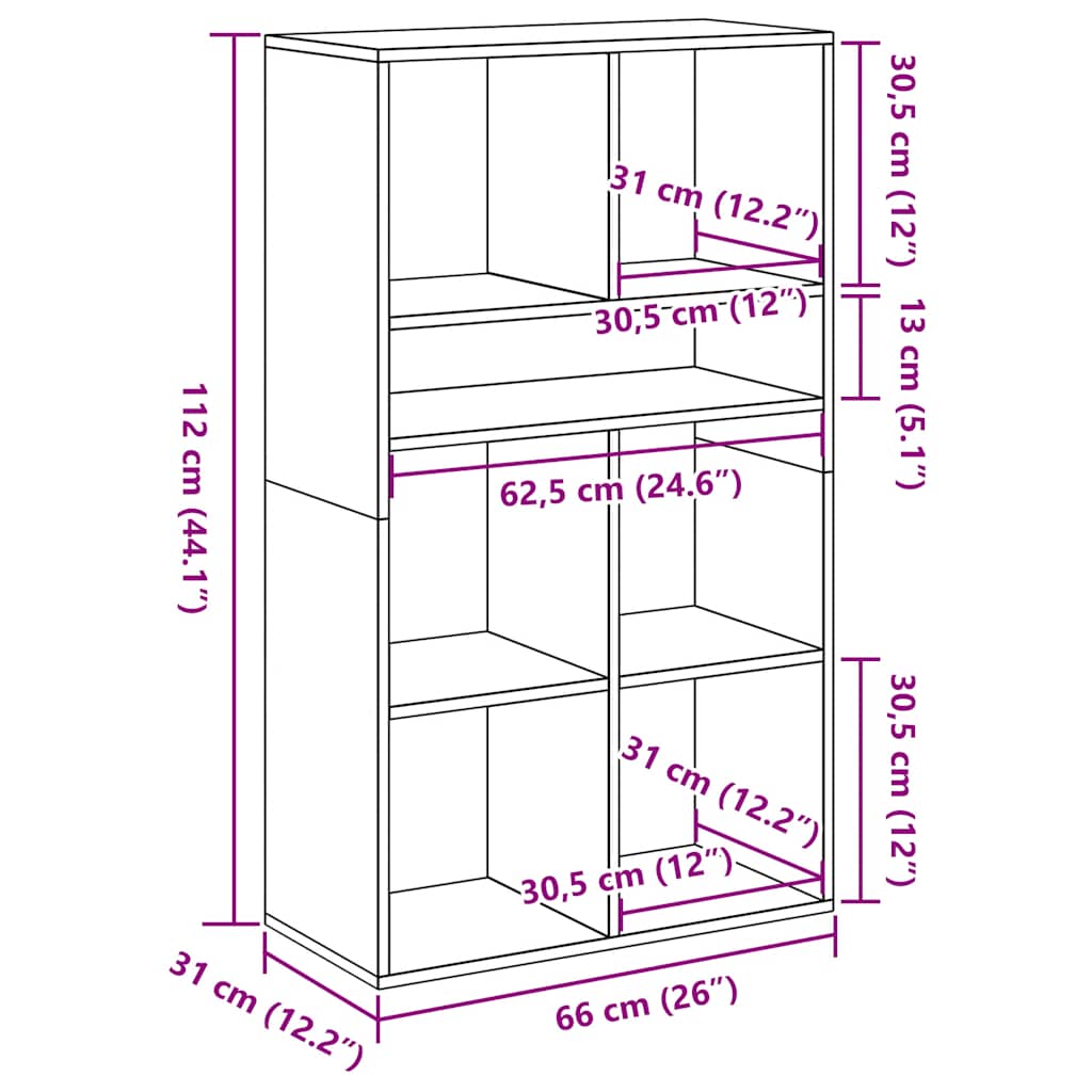 Book Cabinet Artisan Oak 66x31x112 cm Engineered Wood