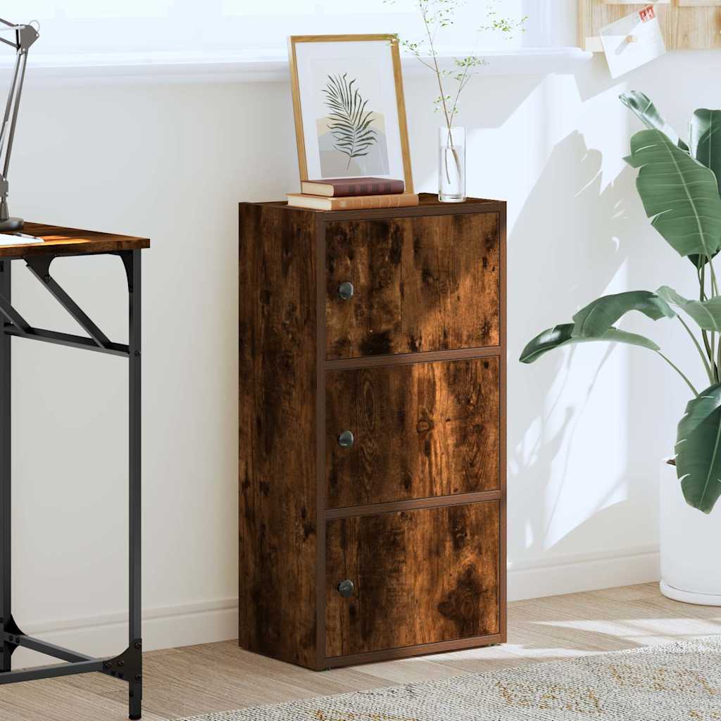 Bookcase Smoked Oak 40x24x77 cm Engineered Wood