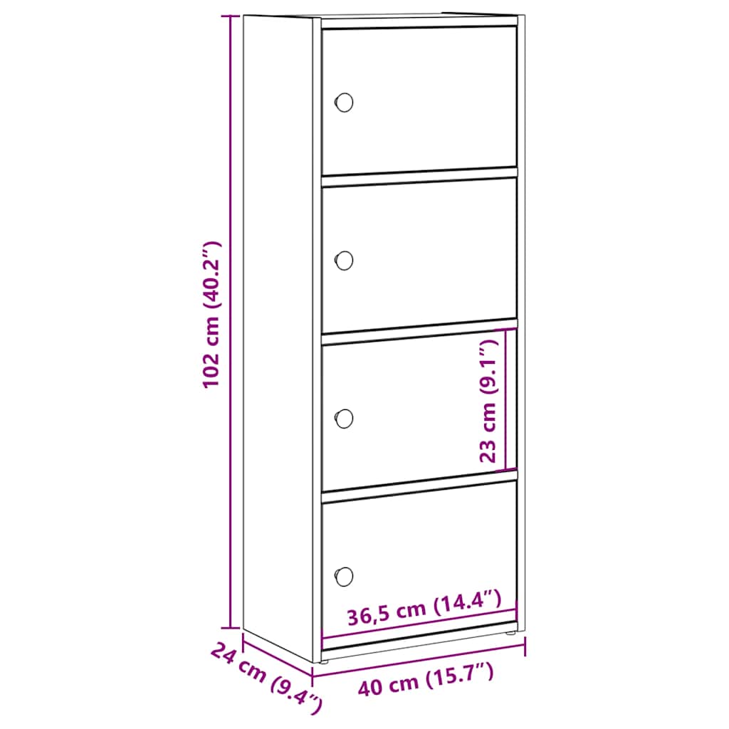 Bookcase Concrete Grey 40x24x102 cm Engineered Wood