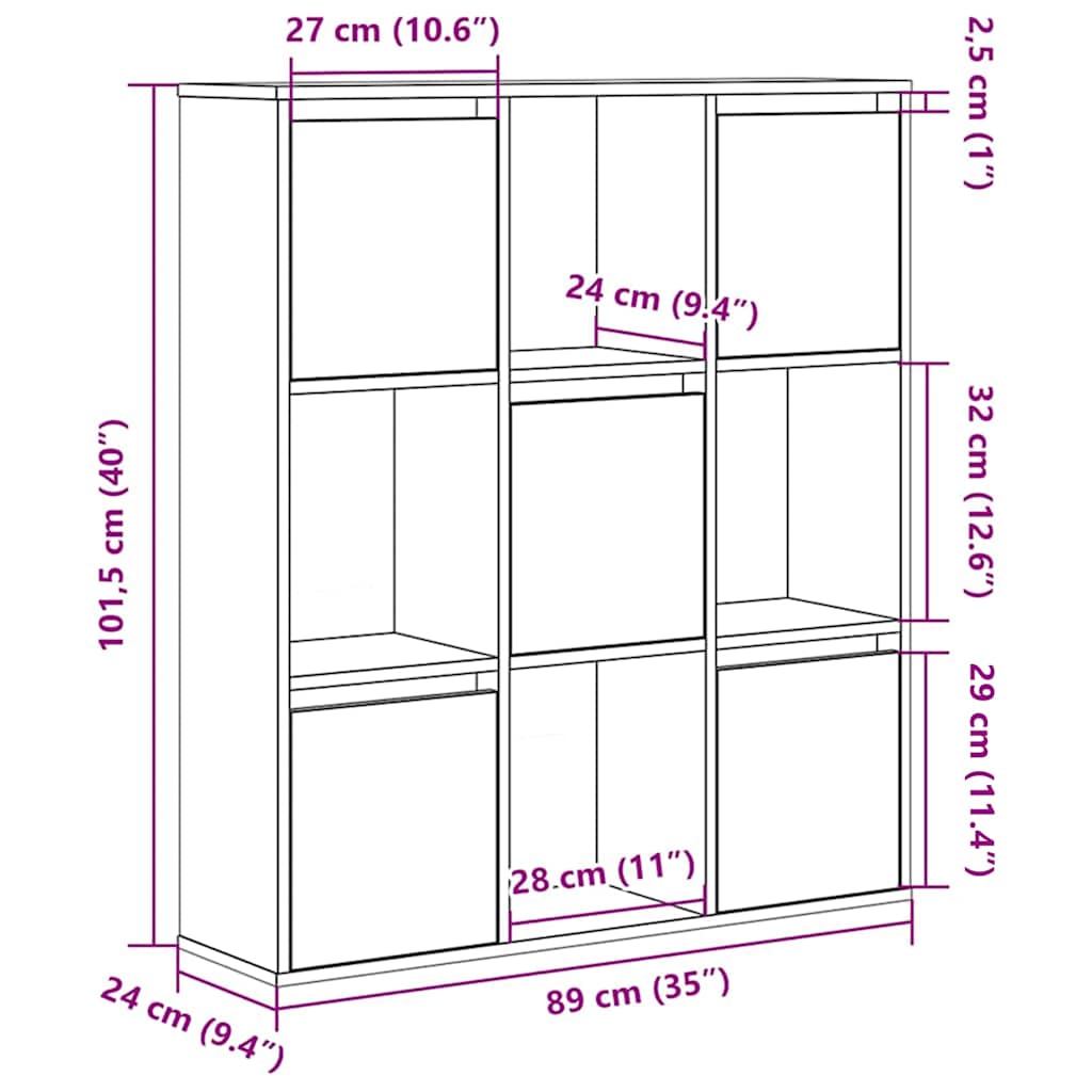 Bookcase Smoked Oak 89x24x101.5 cm Engineered Wood