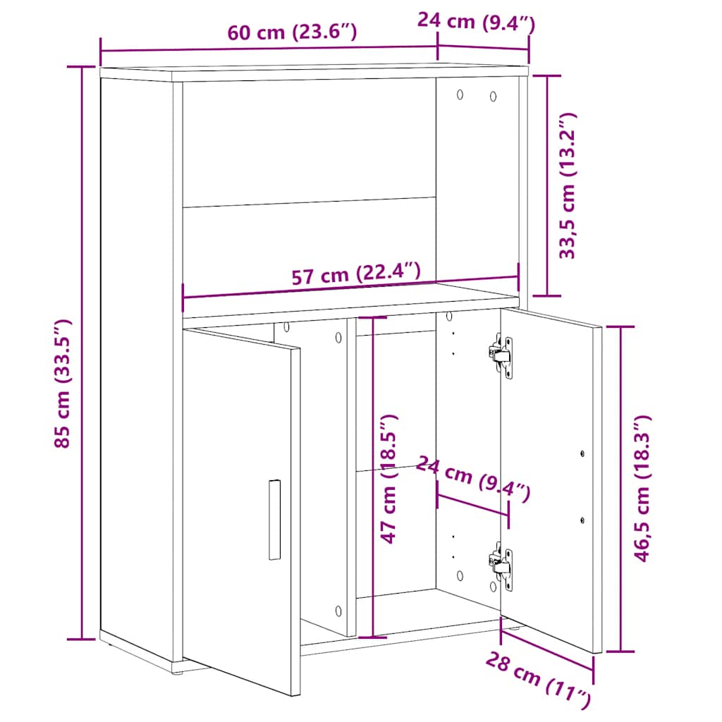 Bookcase Old Wood 60x24x85 cm Engineered Wood