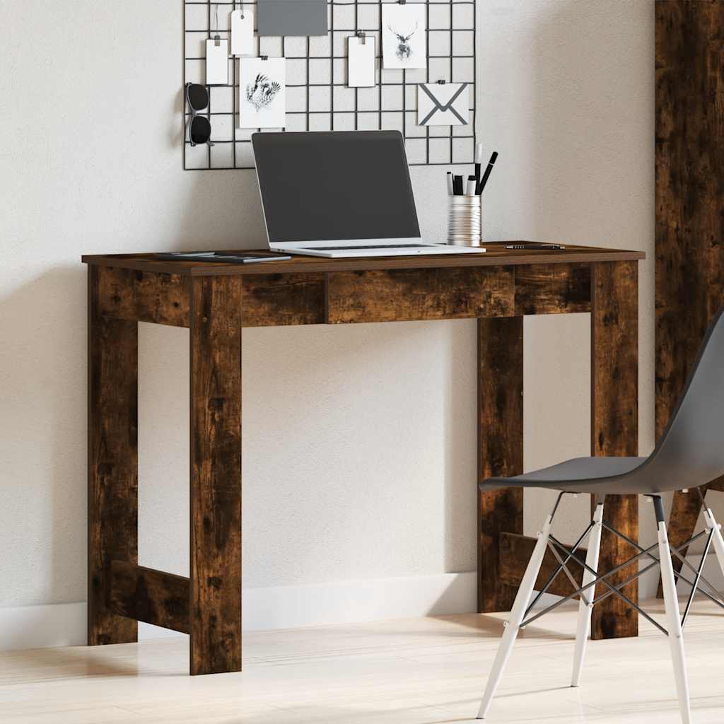 vidaXL Desk Smoked Oak 100x45x75 cm Engineered Wood