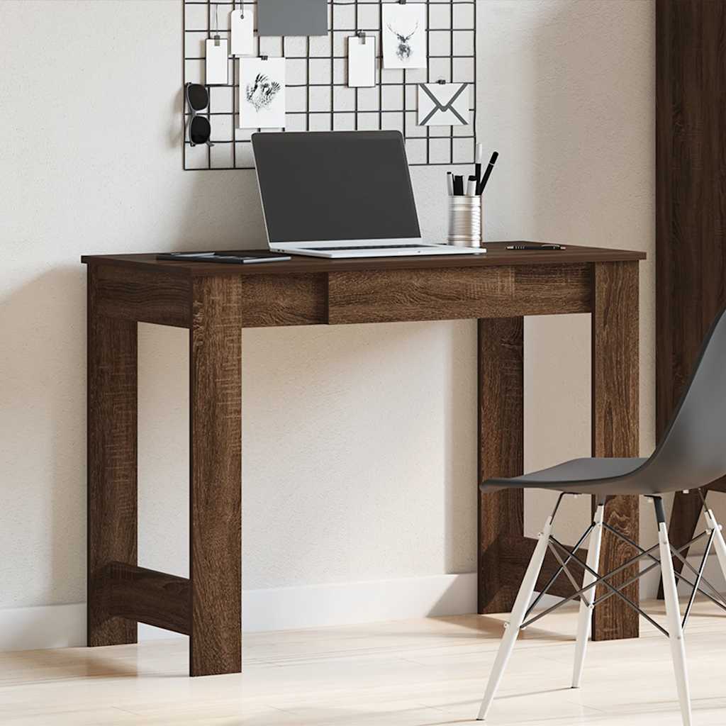 vidaXL Desk Brown Oak 100x45x75 cm Engineered Wood