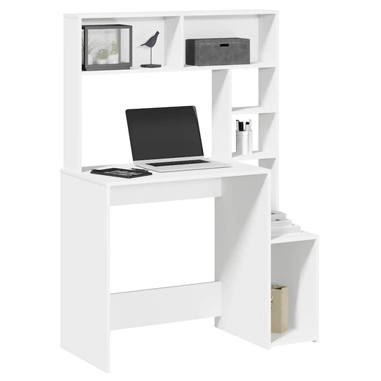 vidaXL Desk with Shelves White 100x45x140 cm Engineered Wood