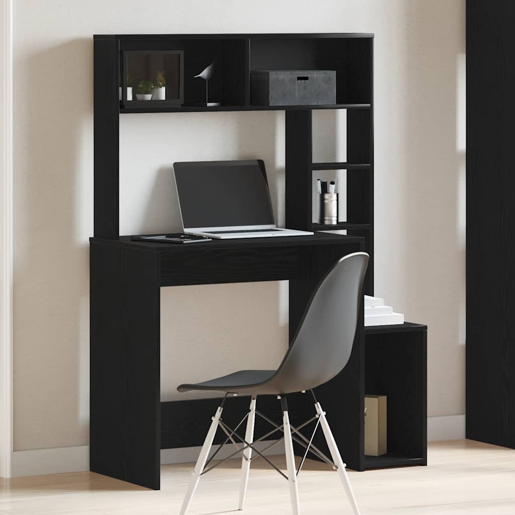 vidaXL Desk with Shelves Black 100x45x140 cm Engineered Wood