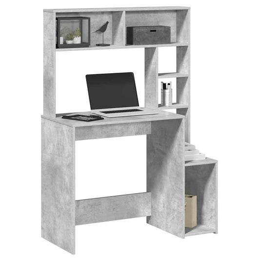 vidaXL Desk with Shelves Concrete Grey 100x45x140 cm Engineered Wood