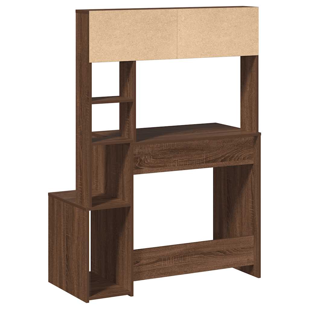 vidaXL Desk with Shelves Brown Oak 100x45x140 cm Engineered Wood