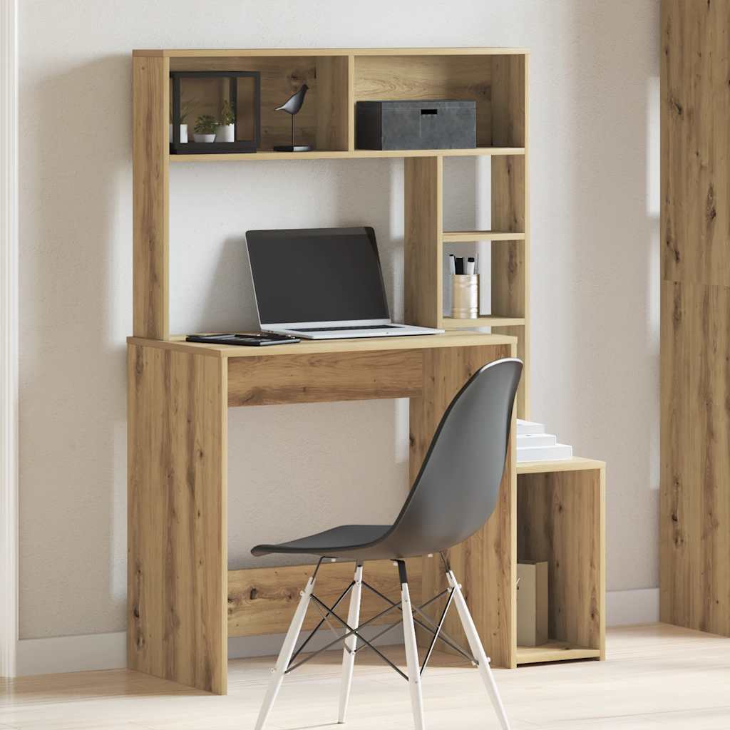 vidaXL Desk with Shelves Artisan Oak 100x45x140 cm Engineered Wood