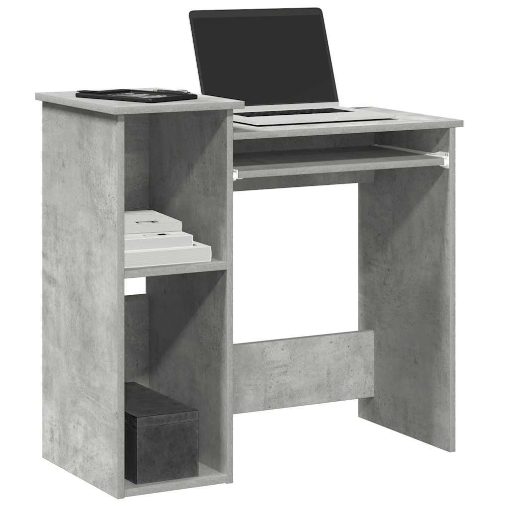 vidaXL Desk with Shelves Concrete Grey 84x40x78 cm Engineered Wood