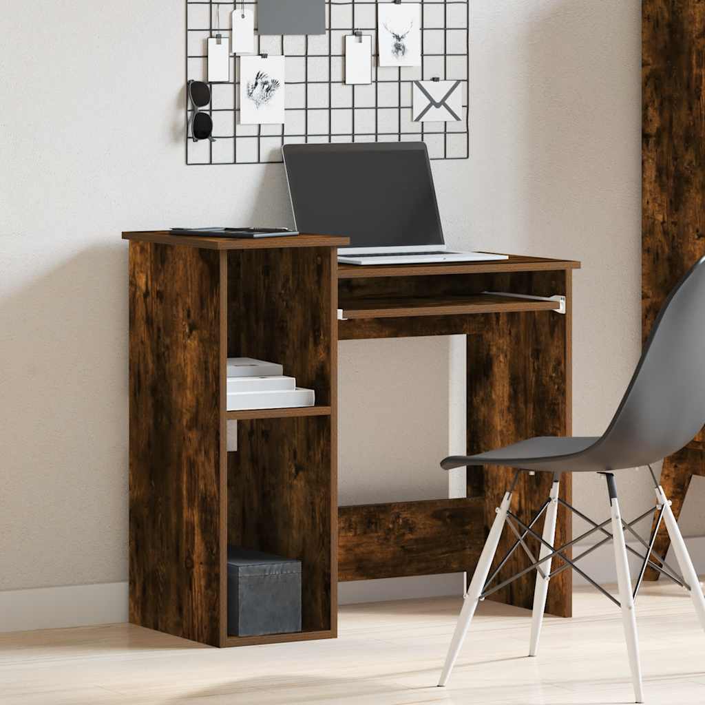 vidaXL Desk with Shelves Smoked Oak 84x40x78 cm Engineered Wood