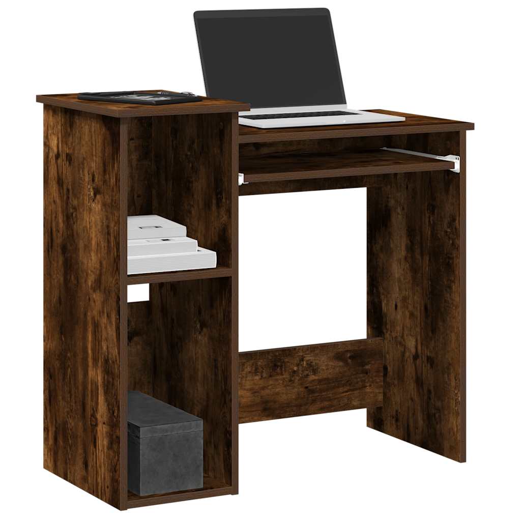 vidaXL Desk with Shelves Smoked Oak 84x40x78 cm Engineered Wood