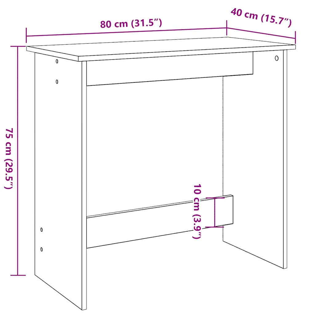 vidaXL Desk White 80x40x75 cm Engineered Wood