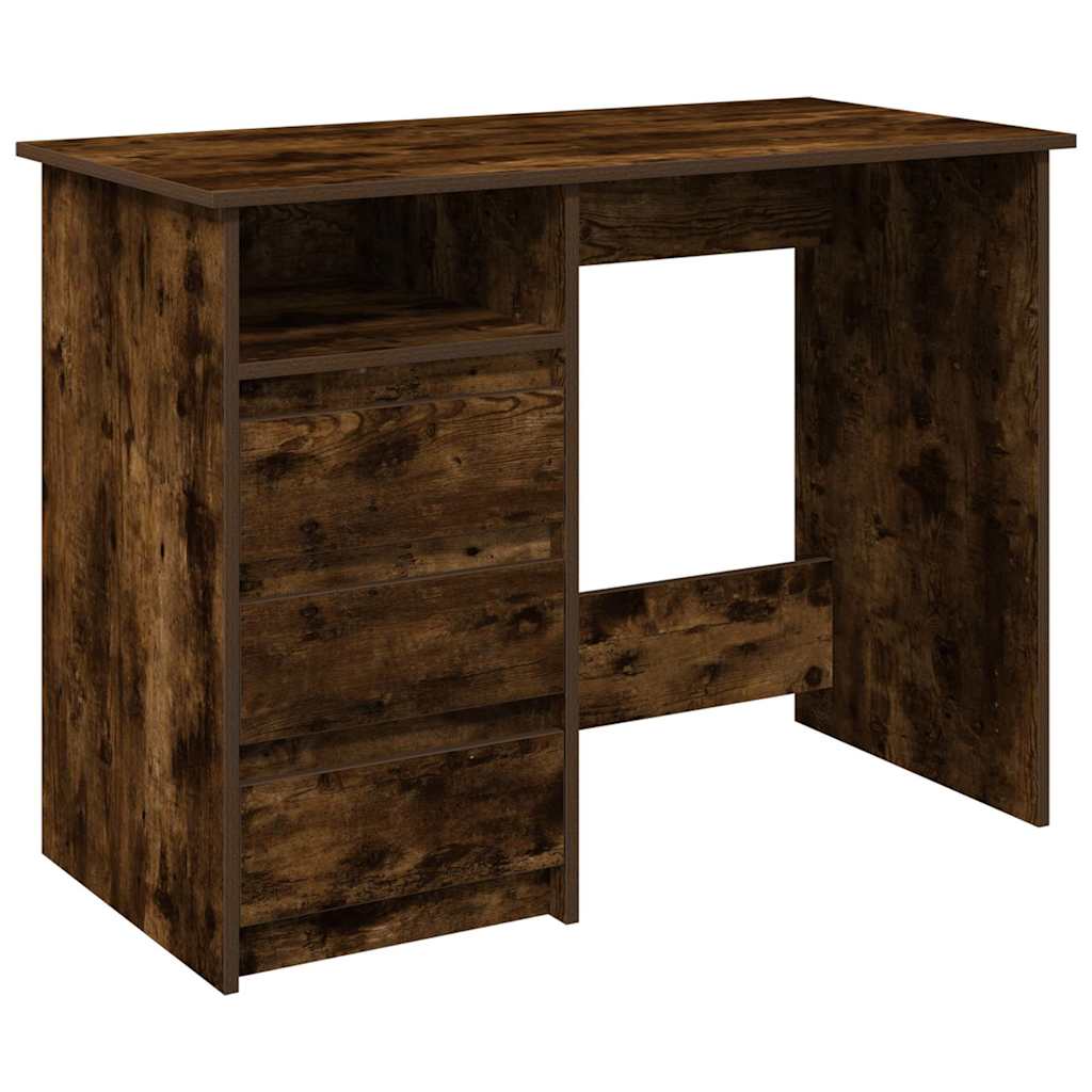 vidaXL Desk Smoked Oak 102x50x75 cm Engineered Wood