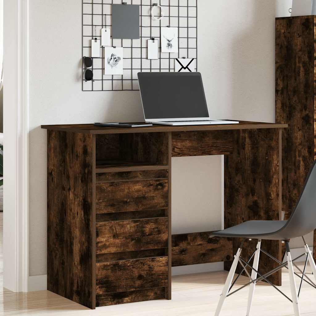 vidaXL Desk Smoked Oak 102x50x75 cm Engineered Wood