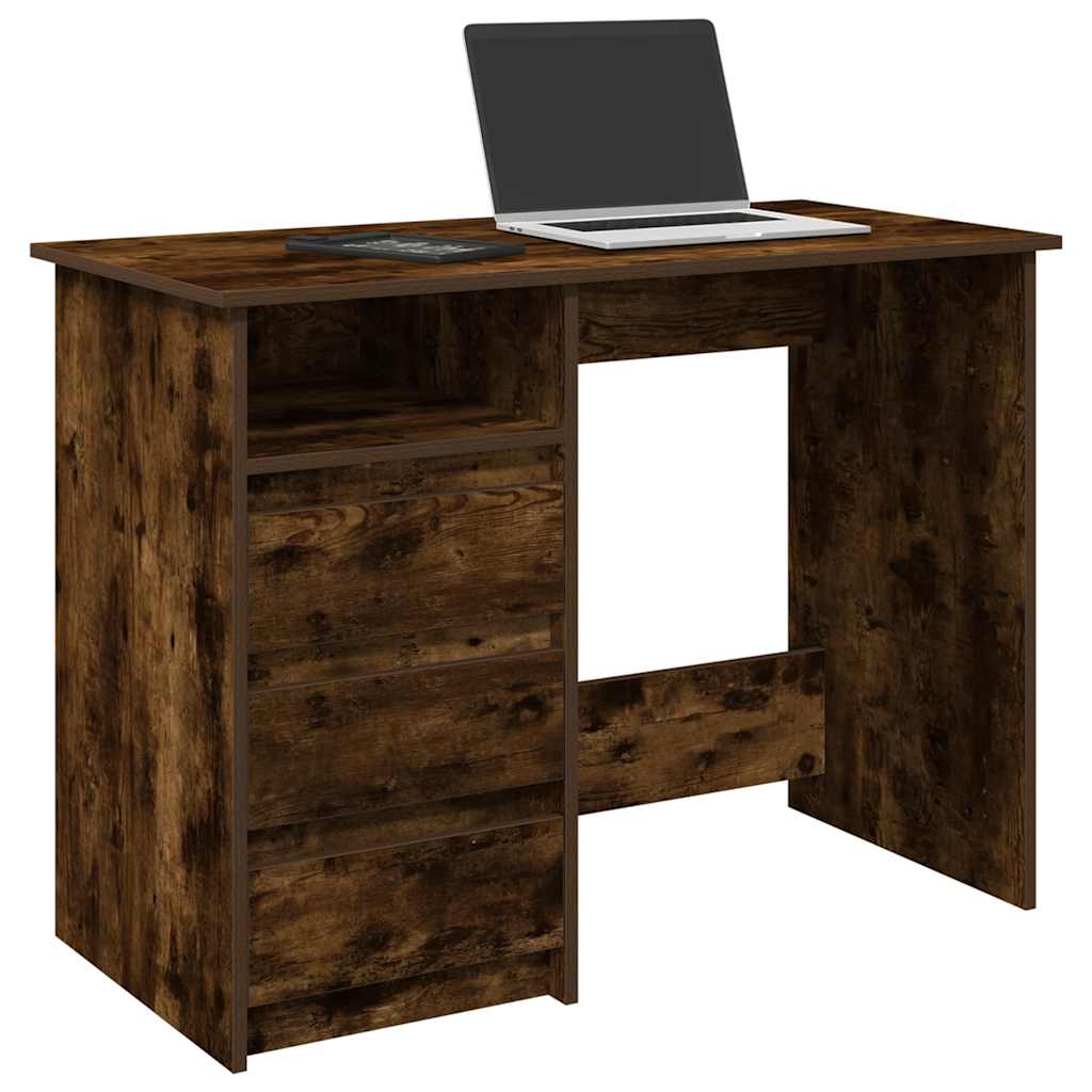 vidaXL Desk Smoked Oak 102x50x75 cm Engineered Wood