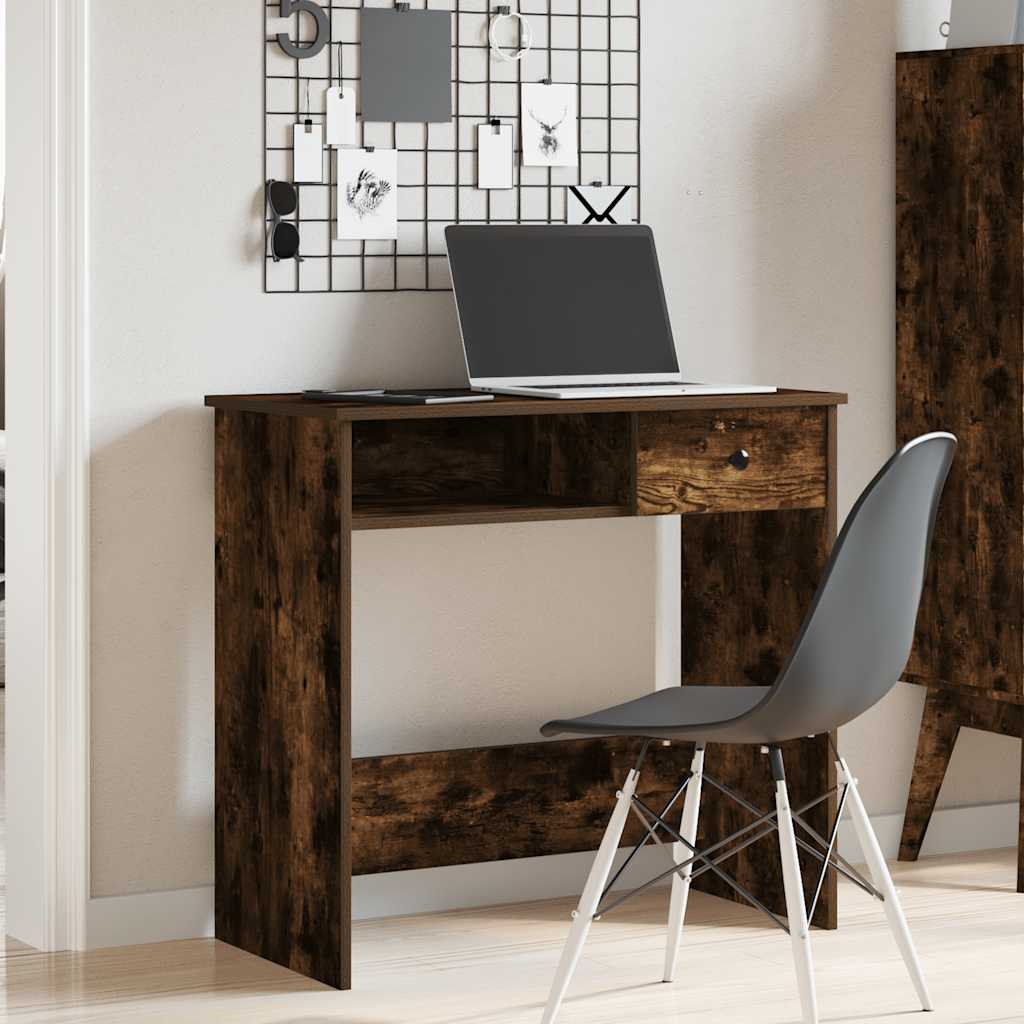 vidaXL Desk Smoked Oak 80x40x75 cm Engineered Wood