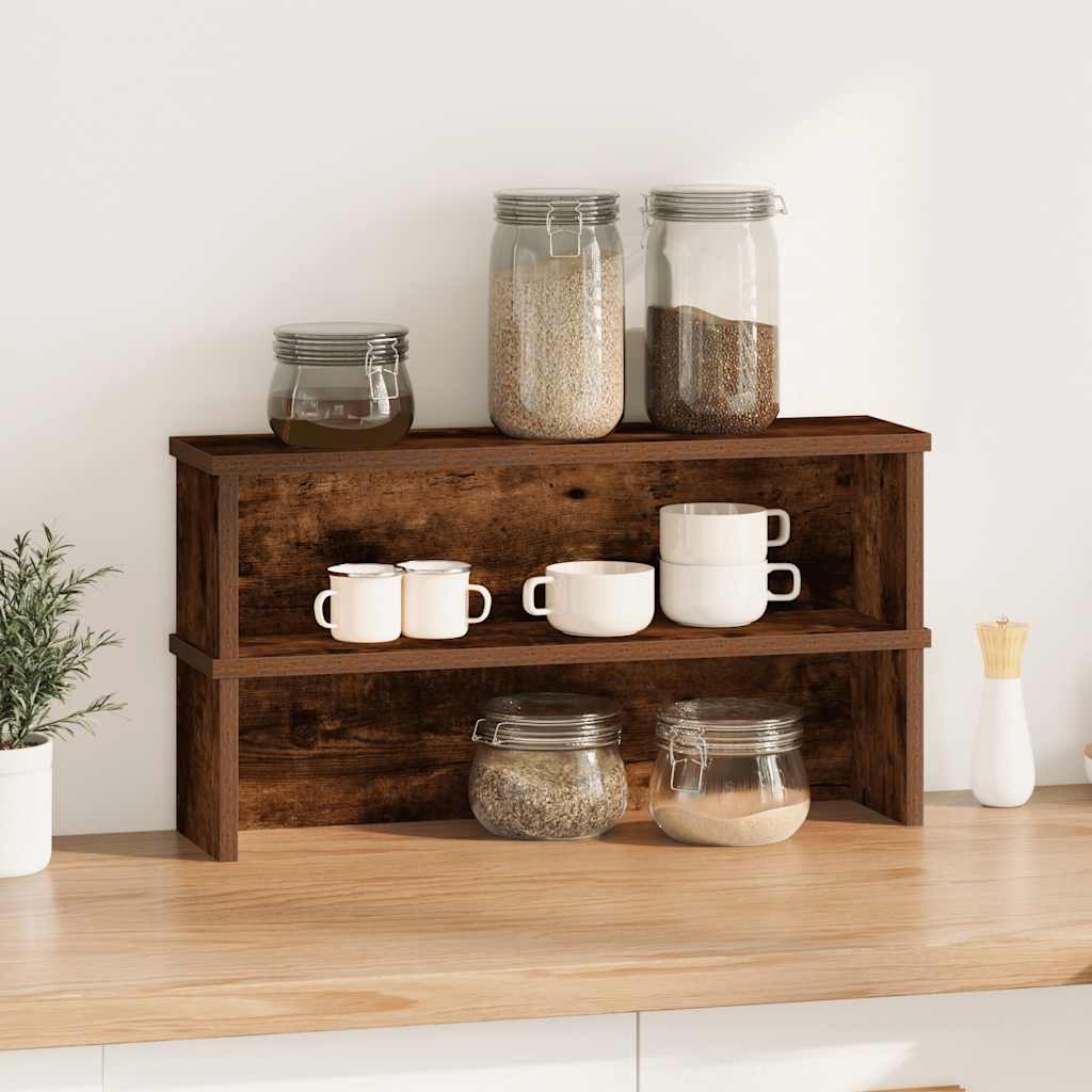 vidaXL Kitchen Racks Stackable 2 pcs Smoked Oak 50x15x16 cm