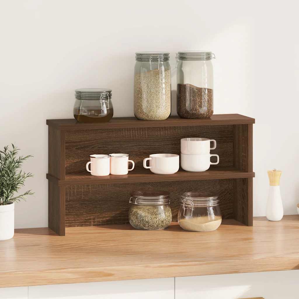 vidaXL Kitchen Racks Stackable 2 pcs Brown Oak 50x15x16 cm