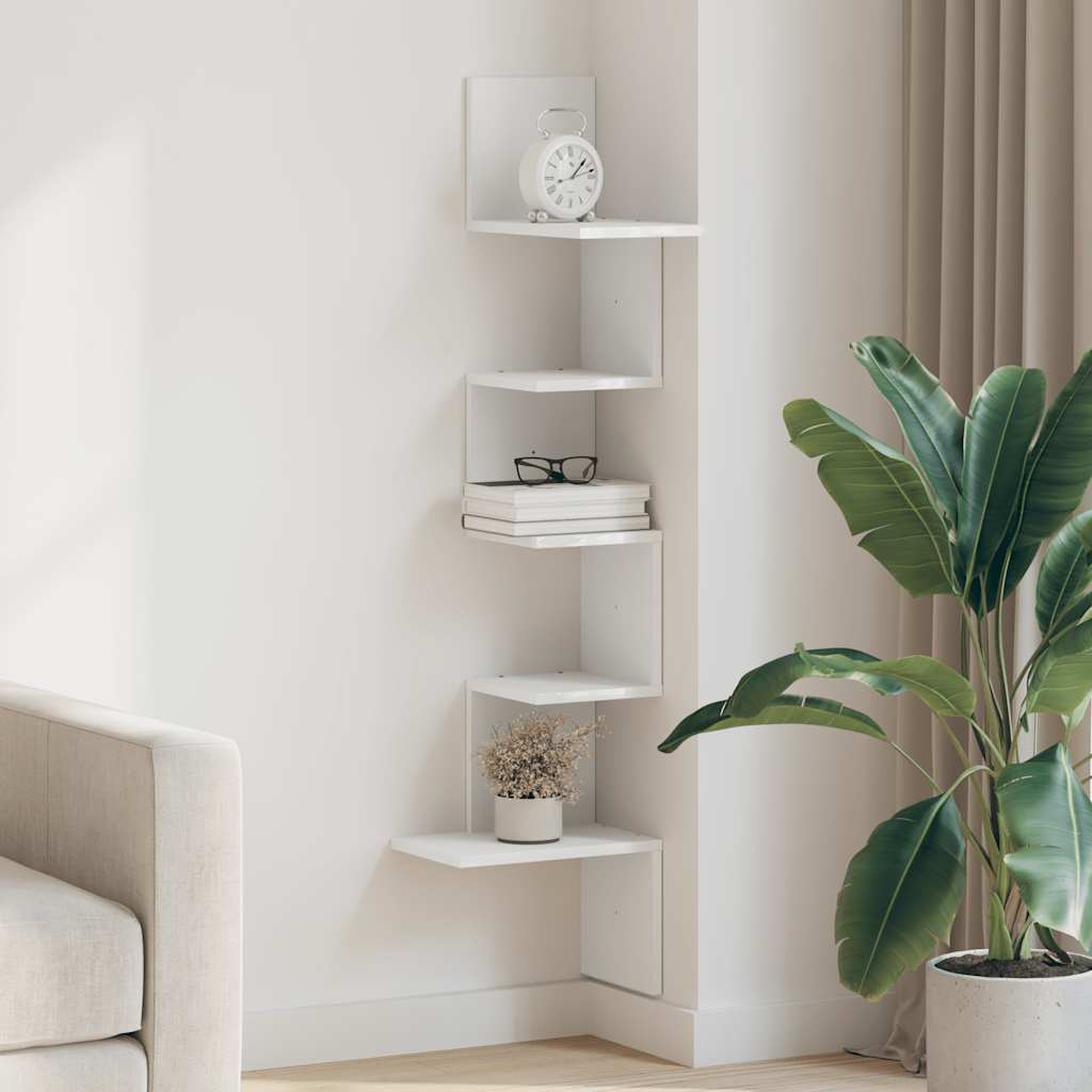 Wall Corner Shelf White 32x32x127,5 cm Engineered Wood