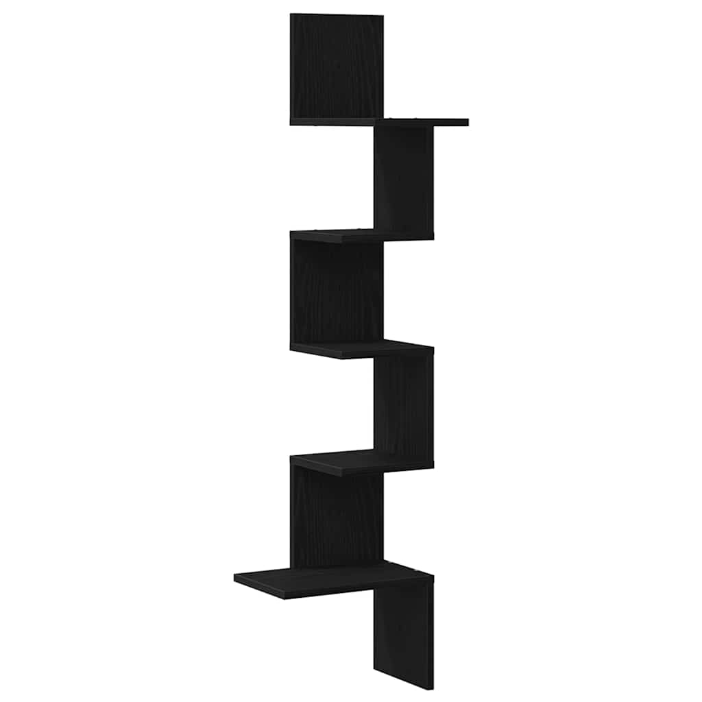 Wall Corner Shelf Black 32x32x127,5 cm Engineered Wood